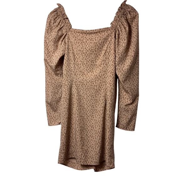 VERO MODA CENTER RUCHING ANIMAL PRINT LONG SLEEVE LINED WOMEN DRESS SIZE XS - Picture 3 of 6